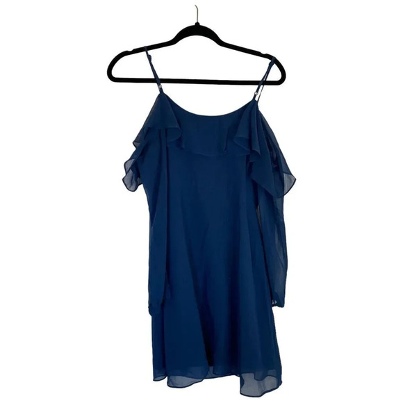 CUPCAKES AND CASHMERE Sundra Cold Shoulder Dress Navy Blue Size 0 - Picture 4 of 8